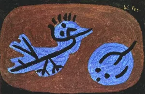 Blue Bird Pumpkin Oil Painting by Paul Klee