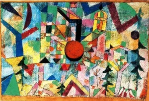 Castle with Setting Sun Oil Painting by Paul Klee