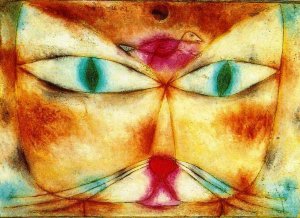 Cat and Bird Oil Painting by Paul Klee