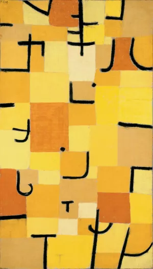 Characters in Yellow Oil Painting by Paul Klee