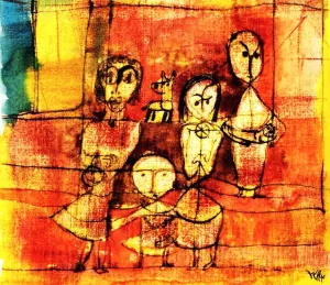 Children and Dog Oil Painting by Paul Klee