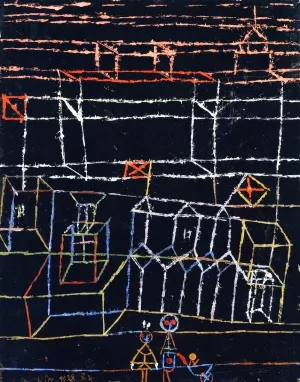 Children Before a City Oil Painting by Paul Klee