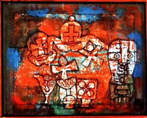 Chinese Porcelan Oil Painting by Paul Klee