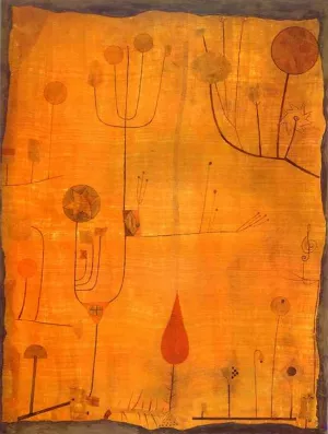 Fruits on Red Oil Painting by Paul Klee