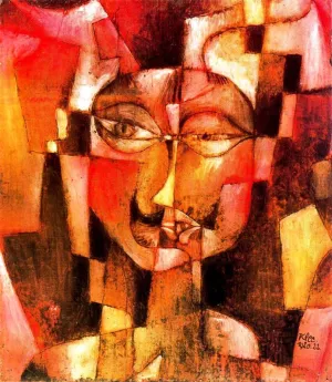 German Head with Mustache Oil Painting by Paul Klee