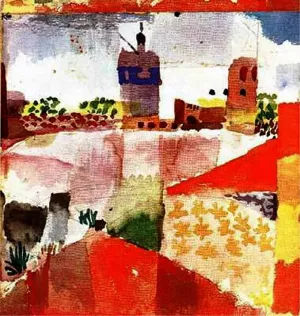 Hammamet with Mosque Oil Painting by Paul Klee