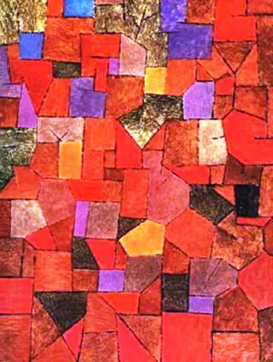 Mountain Village Autumnal Oil Painting by Paul Klee