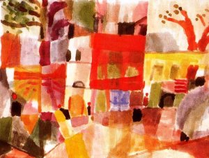 Red and Yellow Houses in Tunis by Oil Painting Reproduction