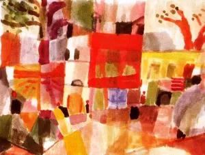 Red and Yellow Houses in Tunis Oil Painting by Paul Klee