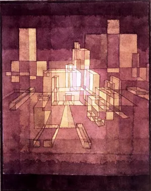 Urban Perspective Oil Painting by Paul Klee