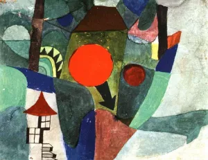 With the Setting Sun Oil Painting by Paul Klee